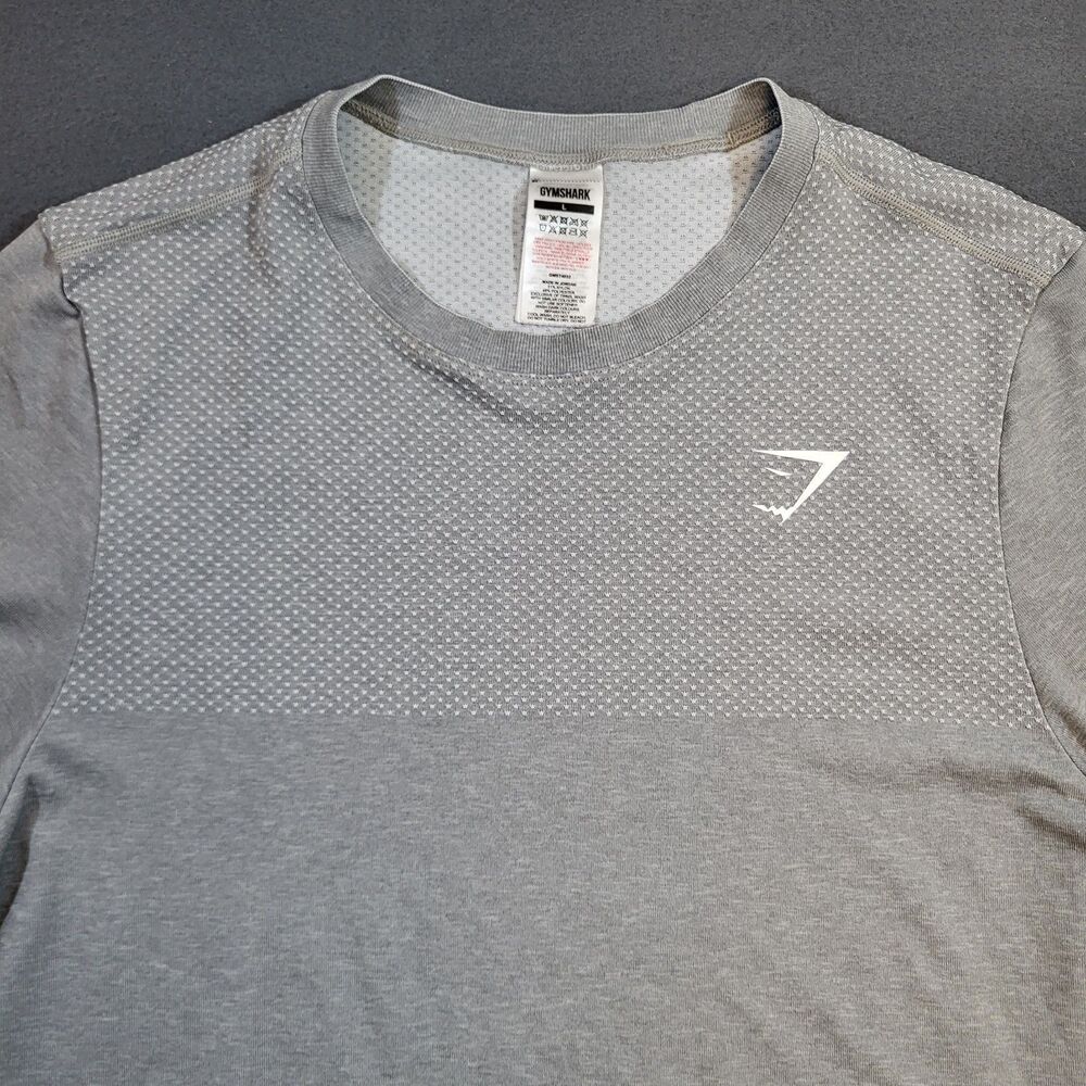 Gymshark Vital Seamless Shirt Mens L Light Gray Slim Muscle Fit Gym Performance